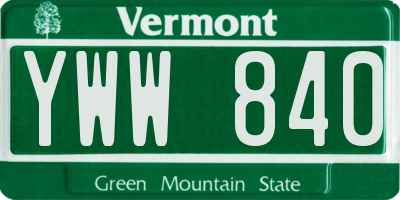VT license plate YWW840