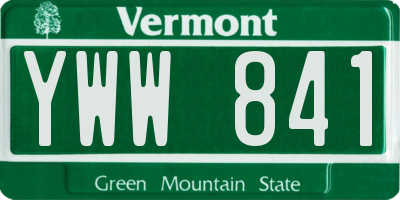 VT license plate YWW841