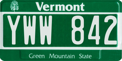 VT license plate YWW842