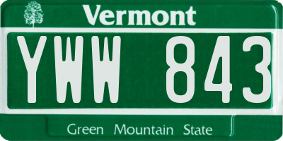 VT license plate YWW843
