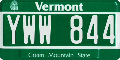 VT license plate YWW844