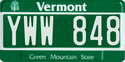 VT license plate YWW848