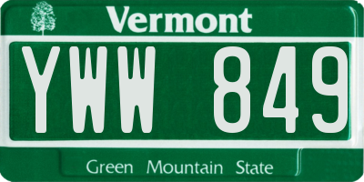 VT license plate YWW849