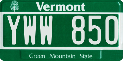 VT license plate YWW850