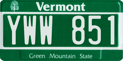 VT license plate YWW851
