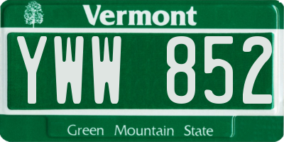 VT license plate YWW852