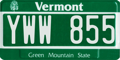 VT license plate YWW855