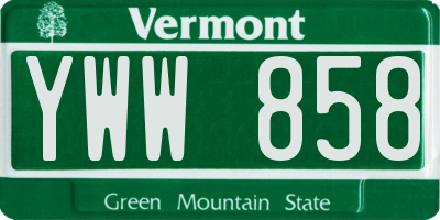 VT license plate YWW858