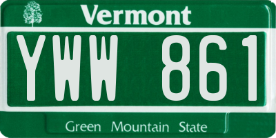 VT license plate YWW861