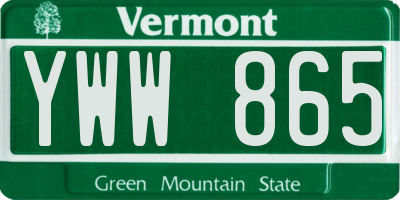 VT license plate YWW865