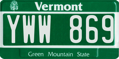 VT license plate YWW869