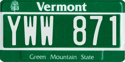 VT license plate YWW871