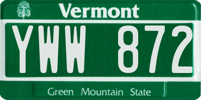 VT license plate YWW872