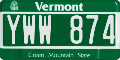 VT license plate YWW874