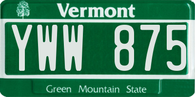 VT license plate YWW875