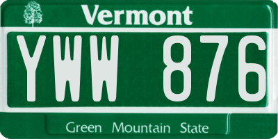 VT license plate YWW876