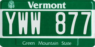 VT license plate YWW877