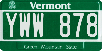 VT license plate YWW878