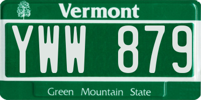 VT license plate YWW879