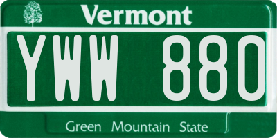 VT license plate YWW880