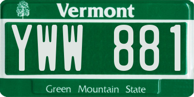 VT license plate YWW881