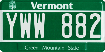 VT license plate YWW882