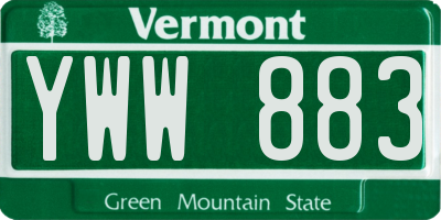VT license plate YWW883