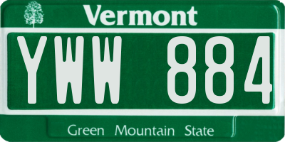 VT license plate YWW884