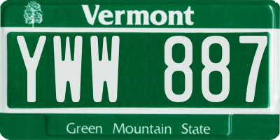 VT license plate YWW887