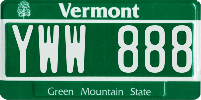 VT license plate YWW888