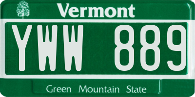 VT license plate YWW889