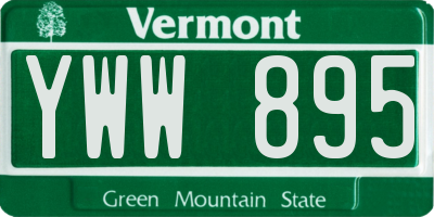 VT license plate YWW895