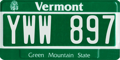 VT license plate YWW897