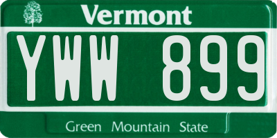 VT license plate YWW899