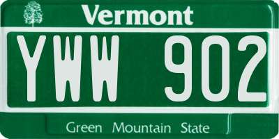 VT license plate YWW902