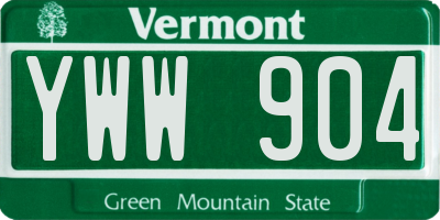 VT license plate YWW904