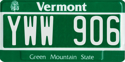 VT license plate YWW906