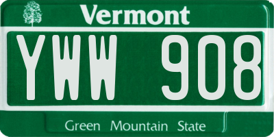 VT license plate YWW908