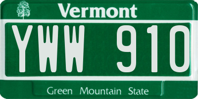 VT license plate YWW910