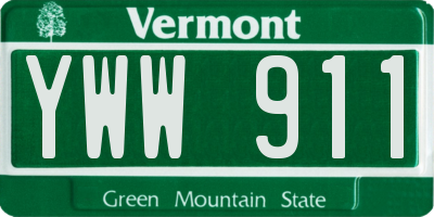 VT license plate YWW911