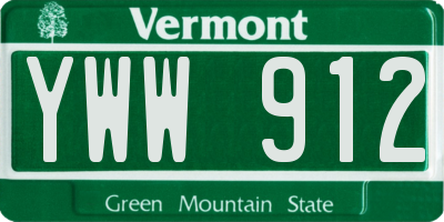 VT license plate YWW912