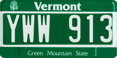 VT license plate YWW913