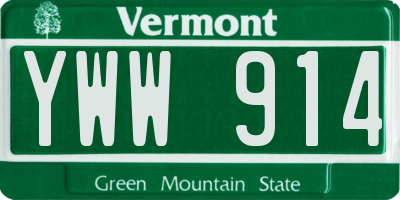 VT license plate YWW914