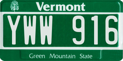 VT license plate YWW916