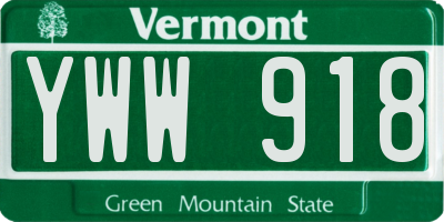 VT license plate YWW918