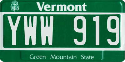 VT license plate YWW919