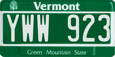 VT license plate YWW923