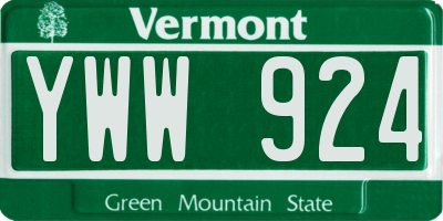 VT license plate YWW924