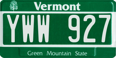 VT license plate YWW927
