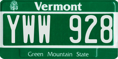 VT license plate YWW928
